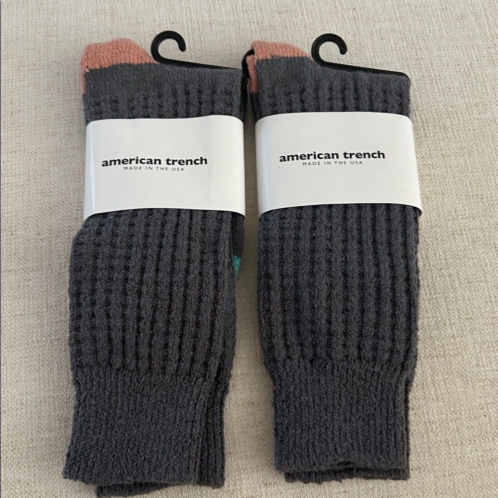 AMERICAN TRENCH BUNDLE OF TWO PAIR
of Grey Waffle Crew Socks, size 6-10, NWT